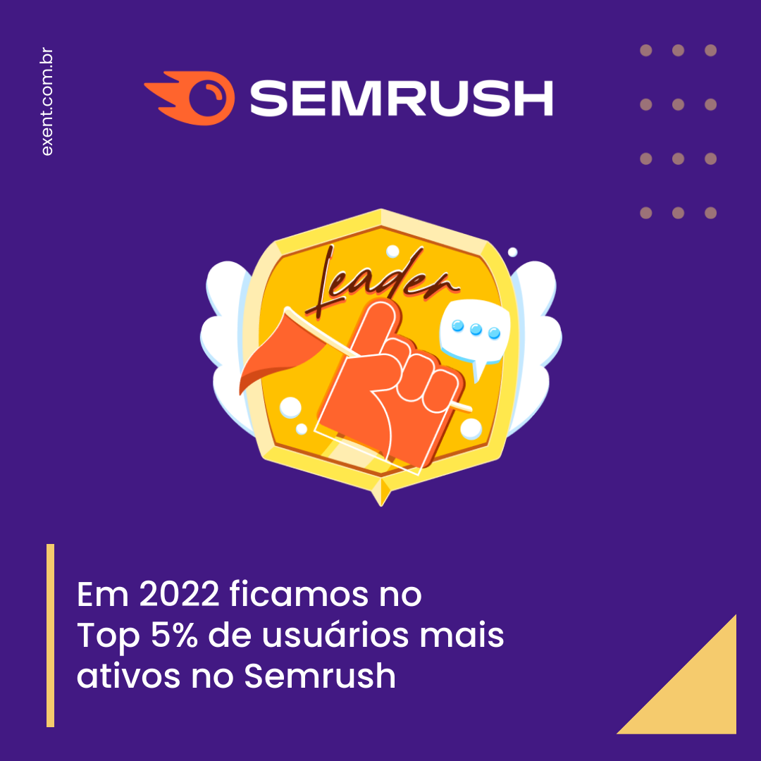 Em 2022 ficamos no Top 5% de usuários mais ativos no Semrush